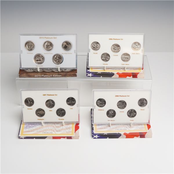 4pc US State and America the Beautiful Platinum-Layered Quarter Sets
