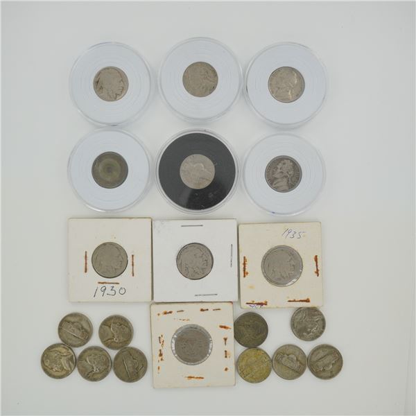 20pc US 5-Cent Coins, Including Liberty Head Buffalo and Jefferson Nickels