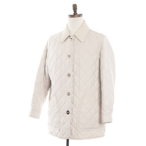 Coach Large Size 10 Cream Quilted Signature C Turnlock Jacket