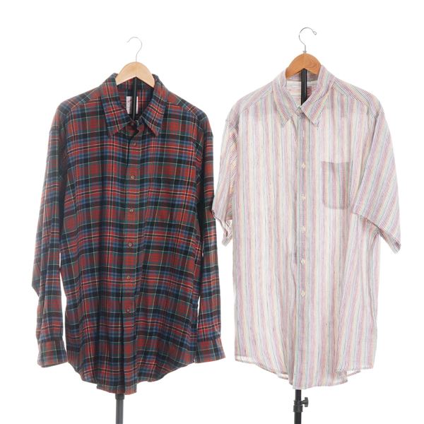 2pc Brooks Brothers 346 Men's Button-Front Shirts, Size Extra-Large