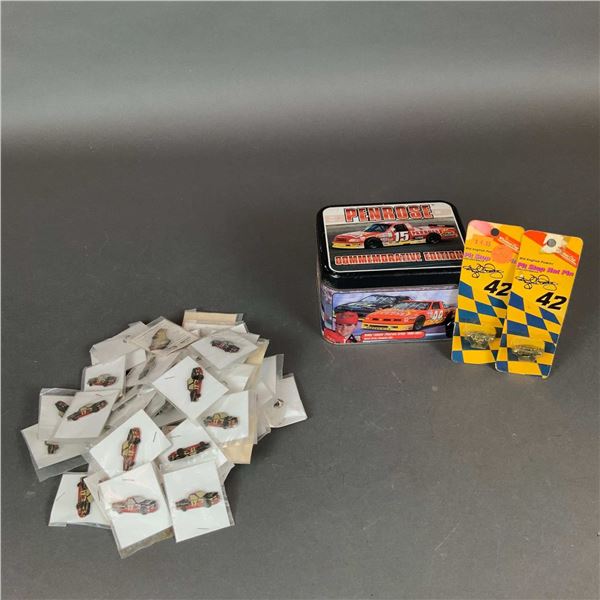 Collection of NASCAR Memorabilia, Penrose Commemorative Tin & Pins