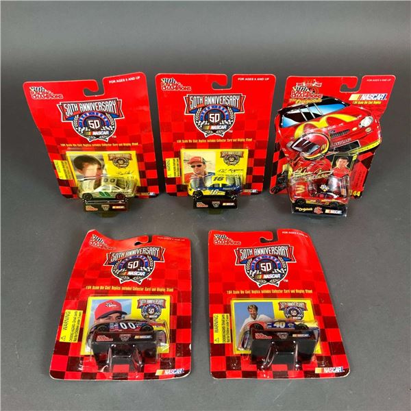 5pc Racing Champions 50th Anniversary NASCAR Die Cast Stock Cars with Collectors Card
