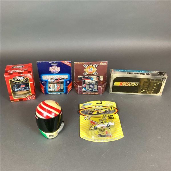 A Collection of Six NASCAR Model Cars and Racing Memorabilia