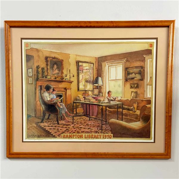 James McMullan (Irish-Canadian, 1934-2019), Hampton Library 1990, Framed and Signed Poster
