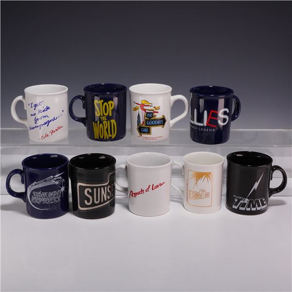 9pc Broadway and West End Musical Theater Souvenir Mugs Made in England