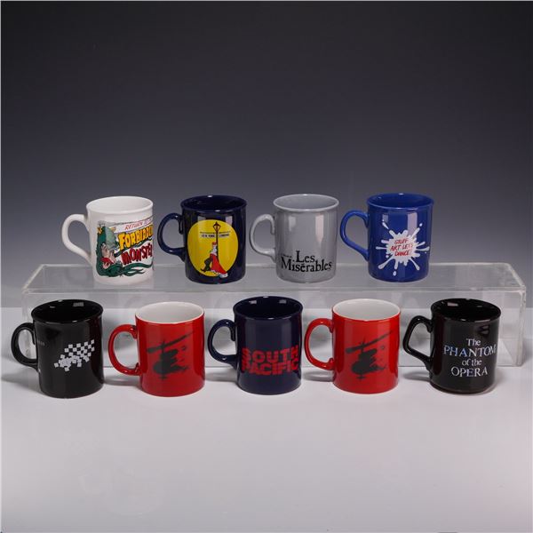9pc Souvenir Ceramic Broadway Musical Theater Mugs Made in England