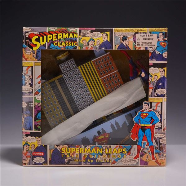 Schylling Superman Classic Leaps Tall Buildings Wind Up Tin Toy