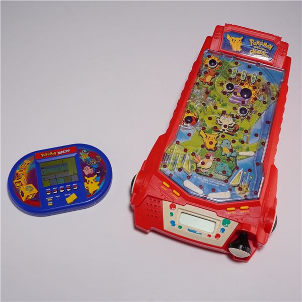 2pc Pokemon Electronic Games by Tiger Electronics including Thundershock Challenge Pinball and Yahtz
