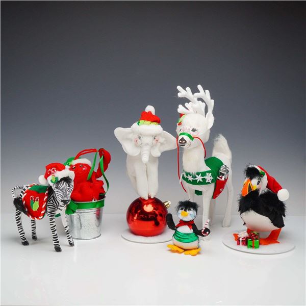 6pc Annalee Dolls Christmas Animal Figurines