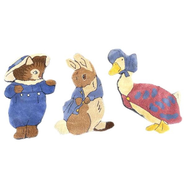 3pc Joy Tuft Design Beatrix Potter Licensed Wool Nursery Rugs, 1980