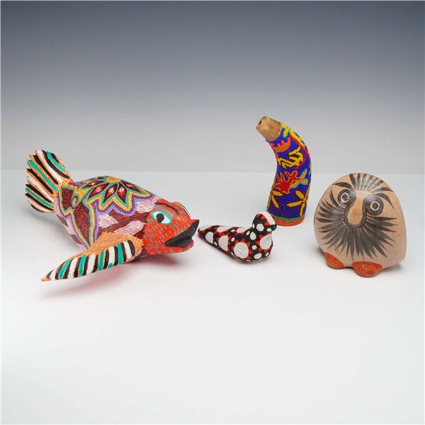 4pc Mexican Folk Art Pieces including Manuel Duarte Alebrije