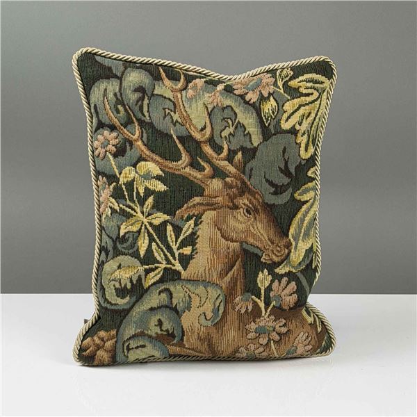 CJC St. Simons Island Handwoven Tapestry Throw Pillow Depicting a Stag