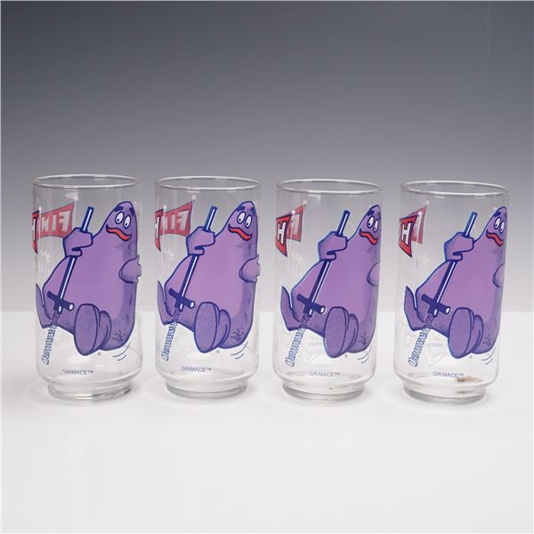 4pc Grimace McDonaldland Glasses 1977 Action Series