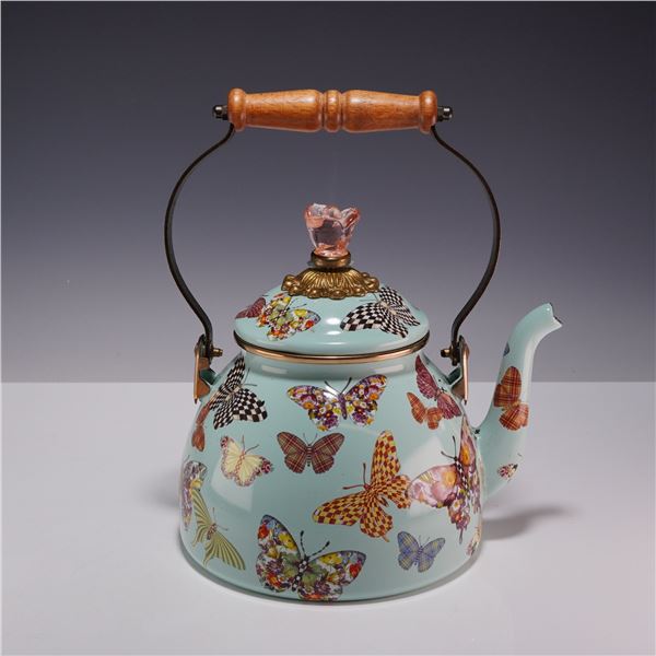 MacKenzie-Childs Butterfly Garden Enamel 2-Quart Tea Kettle