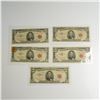 Image 1 : Five 1963 US Five Dollars Red Seal Notes