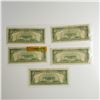Image 2 : Five 1963 US Five Dollars Red Seal Notes
