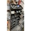 Image 1 : SMALL BLACK PARTS STORAGE SHELF WITH ASSORTED SCREW PIN SHACKLES & HARDWARE