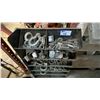 Image 3 : SMALL BLACK PARTS STORAGE SHELF WITH ASSORTED SCREW PIN SHACKLES & HARDWARE