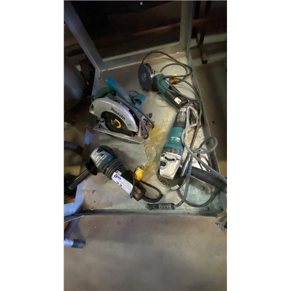 GROUP OF 4 MAKITA ELECTRIC POWER TOOLS- 3 GRINDERS & CIRCULAR SAW