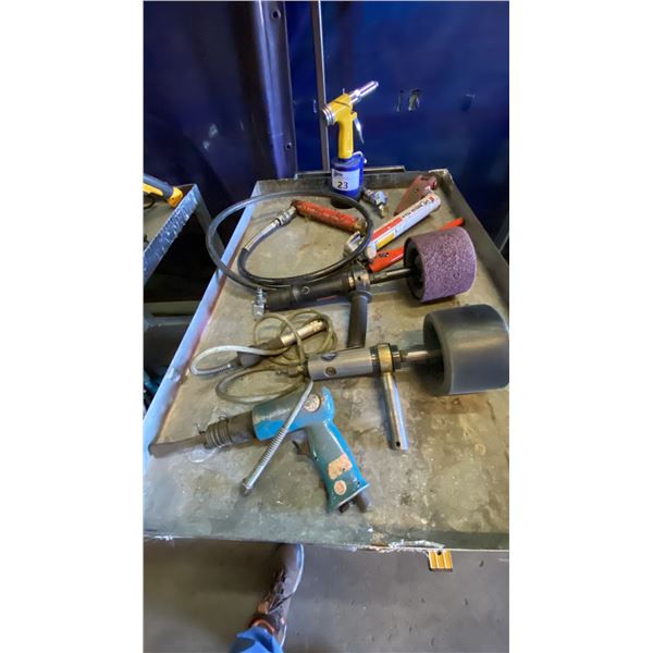 GROUP OF ASSORTED PNEUMATIC TOOLS- PORT A POWER, RIVETER, CHISEL & 2 GRINDERS