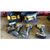 Image 2 : DEWALT 20V CORDLESS DRILL, 3 IMPACT DRILLS, 4 BATTERIES, 2 CHARGERS & 2 BAGS