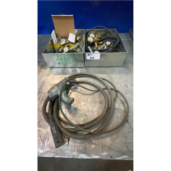DURO DYNE PINSPOTTER & 2 BINS OF ASSORTED REGULATORS