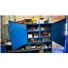 Image 3 : BLUE STORAGE CABINET/WORK STATION WITH ASSORTED CONTENTS- WELDING WIRE, TOOLS, HARDWARE, DRILL BITS