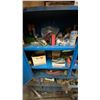 Image 4 : BLUE STORAGE CABINET/WORK STATION WITH ASSORTED CONTENTS- WELDING WIRE, TOOLS, HARDWARE, DRILL BITS