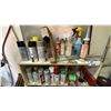 Image 5 : WHITE WOODEN BOOKSHELF WITH ASSORTED SHOP CONTENT- PARTS, HARDWARE, SPRAY PAINT & MORE