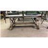 Image 1 : METAL FRAMED WOOD TOP MOBILE SHOP TABLE WITH SHEET METAL COVER APPROX 7'L X 3'D X 2' 8" H
