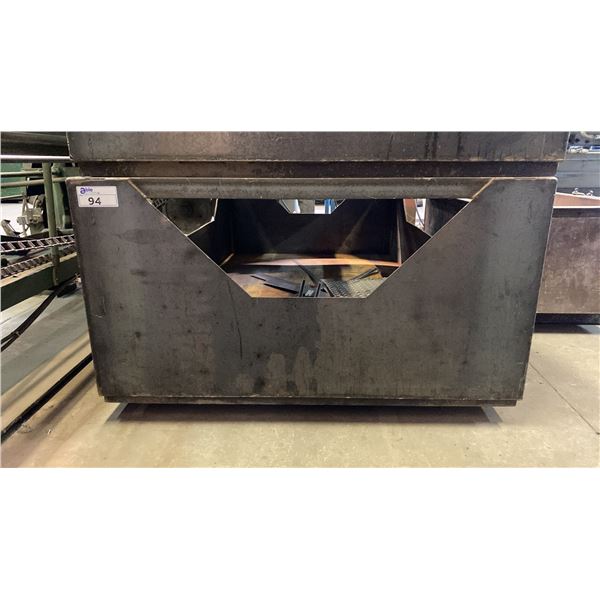 LARGE STEEL SCRAP BIN WITH FORKLIFT SLOTS APPROX 84"L X 48"D X 25.5"H