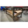 Image 3 : METAL FRAMED 2 TIER WOOD TOP MOBILE SHOP TABLE WITH SHEET METAL COVER APPROX 60"L X 36"D X 34"H