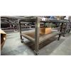 Image 3 : METAL FRAMED 2 TIER WOOD TOP MOBILE SHOP TABLE WITH SHEET METAL COVER APPROX 60"L X 36"D X 34"H