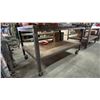 Image 3 : METAL FRAMED 2 TIER WOOD TOP MOBILE SHOP TABLE WITH SHEET METAL COVER APPROX 60"L X 36"D X 34"H