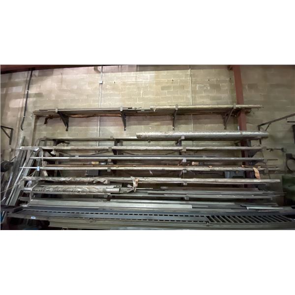 4 PC CANTILEVER RACK WITH ASSORTED METAL STOCK CONTENTS- ROUND BAR, ROUND TUBE, SQUARE TUBE, FLAT