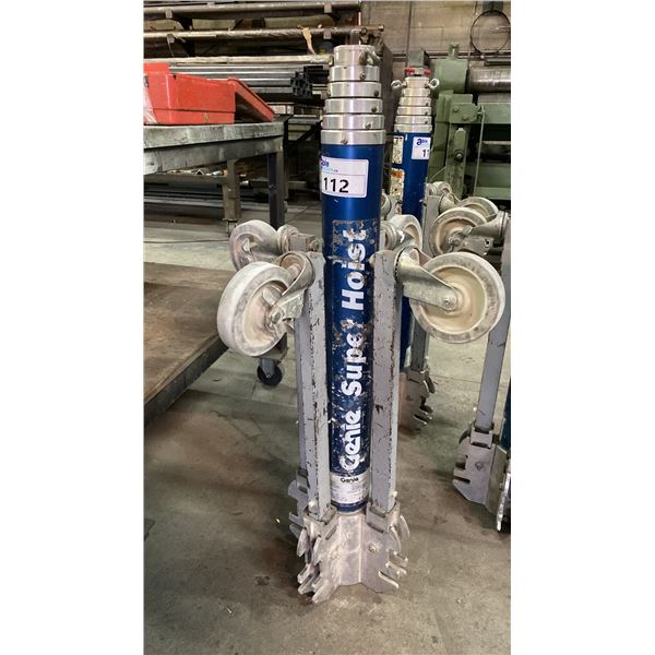 GENIE SUPER HOIST GH-3.8 PORTABLE TELESCOPING PNEUMATIC MATERIAL LIFT, 300LB CAPACITY