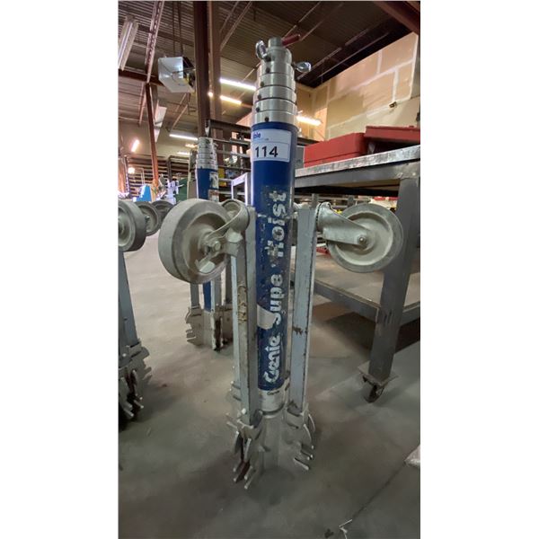GENIE SUPER HOIST GH-3.8 PORTABLE TELESCOPING PNEUMATIC MATERIAL LIFT, 300LB CAPACITY