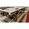 Image 3 : LARGE HEAVY DUTY METAL FRAME WOOD TOP MOBILE SHOP TABLE- MEASURES APPROX 10'L X 4'W' X 2'8"H