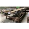Image 3 : LARGE HEAVY DUTY METAL FRAME WOOD TOP MOBILE SHOP TABLE- MEASURES APPROX 10'L X 4'W' X 2'10"H
