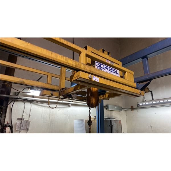 GORBEL 4000 FREE STANDING BRIDGE CRANE WITH HARRINGTON 2 TON CHAIN HOIST