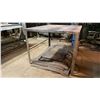 Image 1 : 2 METAL SHOP TABLES- APPROX 48" X 52" X 34"H & METAL FOLDING TABLE APPROX 68" X 30" X 31"H