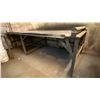 Image 1 : LARGE HEAVY DUTY METAL SHOP TABLE APPROX 127"L X 54"W X 36"H WITH METAL ROLLER ATTACHED AT END