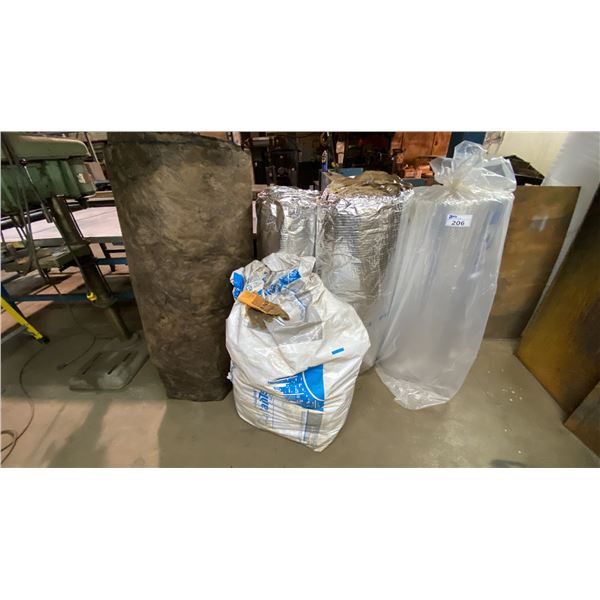 GROUP OF ASSORTED R-FOIL REFLECTIVE INSULATION ROLLS & CHICKEN WIRE