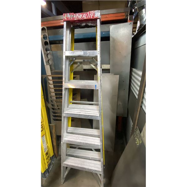 2 FEATHERLITE 6' LADDERS- FIBERGLASS & 1 ALUMINUM