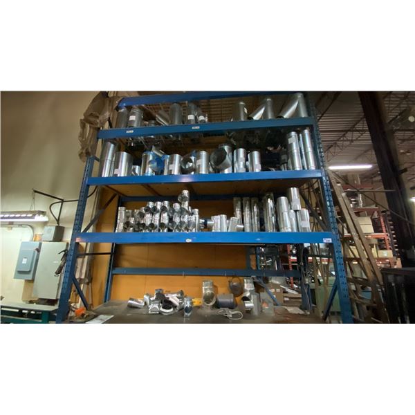 CONTENTS OF 3 PALLET RACKING SHELVES- ASSORTED SHEET METAL DUCT FITTINGS & COMPONENTS