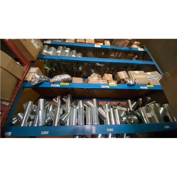 CONTENTS OF 4 PALLET RACKING SHELVES- ASSORTED SHEET METAL DUCT FITTINGS & COMPONENTS