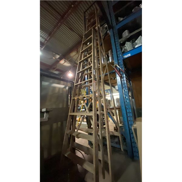 2 LARGE WOODEN LADDERS - 10' & 14'