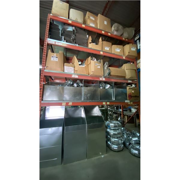 SINGLE BAY OF ORANGE PALLET RACKING, 2-16 FT UPRIGHTS, 8- 12.5 FT SIDE RAILS WITH CROSSBARS & SHEET