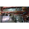 Image 2 : SINGLE BAY OF ORANGE PALLET RACKING, 2-16 FT UPRIGHTS, 8- 12.5 FT SIDE RAILS WITH CROSSBARS & SHEET
