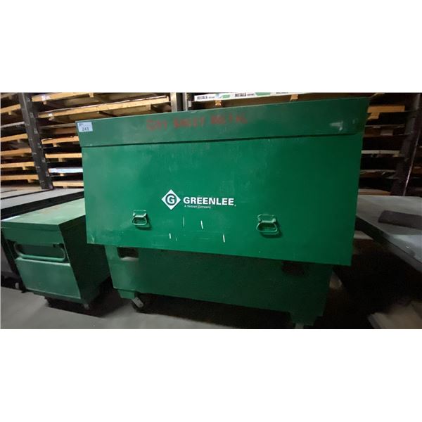 GREENLEE LARGE GREEN MOBILE FLAP TOP JOB BOX APPROX 60.5"L X 30.5"D X 59"H